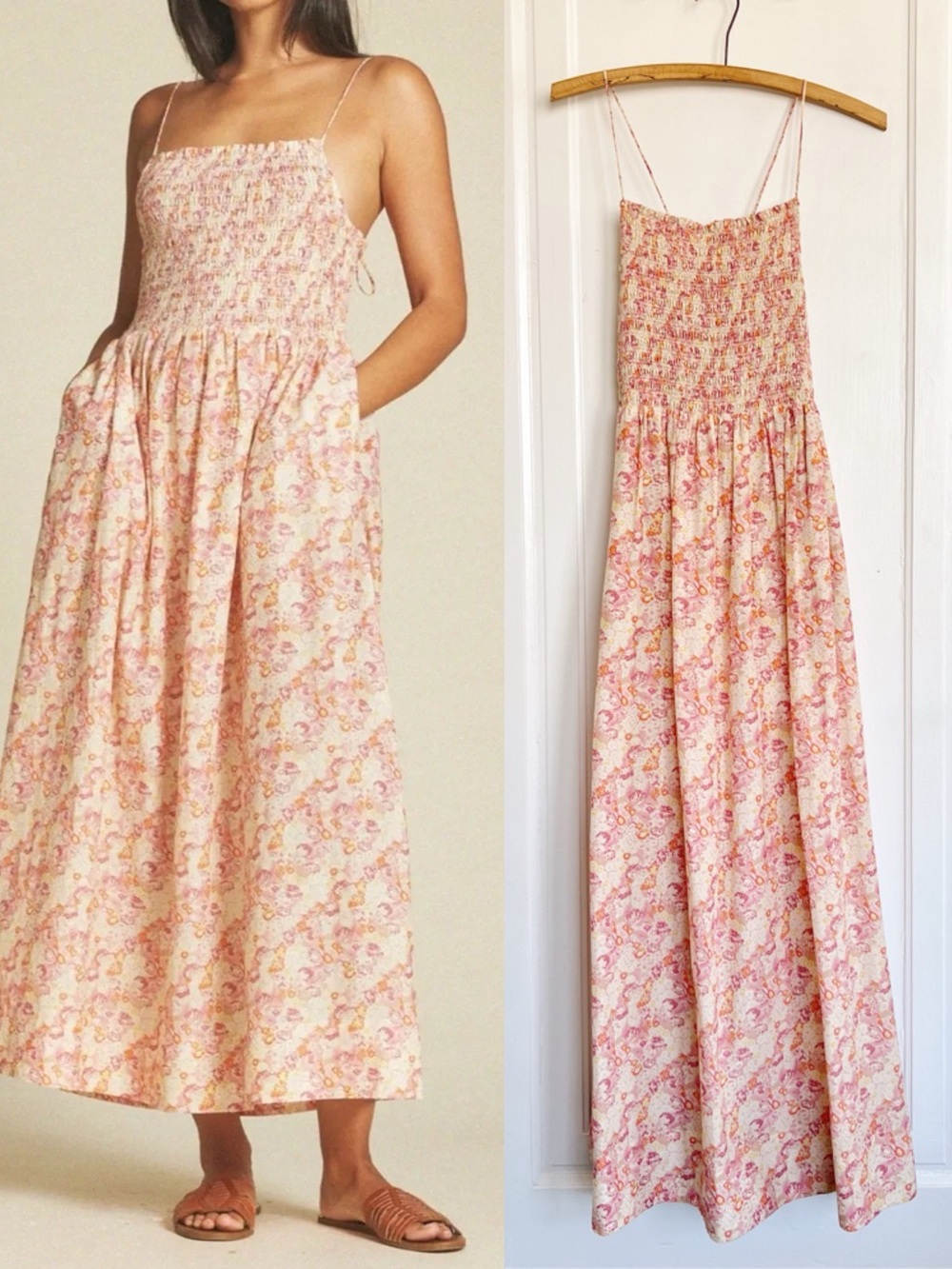 Trovata • Carmen Dress floral sundress Pink Currant cotton silk maxi midi